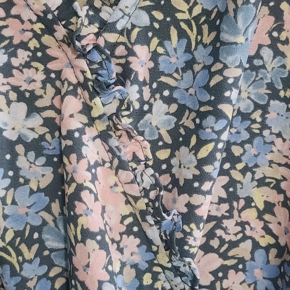 LC Lauren Conrad Dress Size XL Floral Sleeveless Ruffled Blue Pink Extra Large - Picture 2 of 9